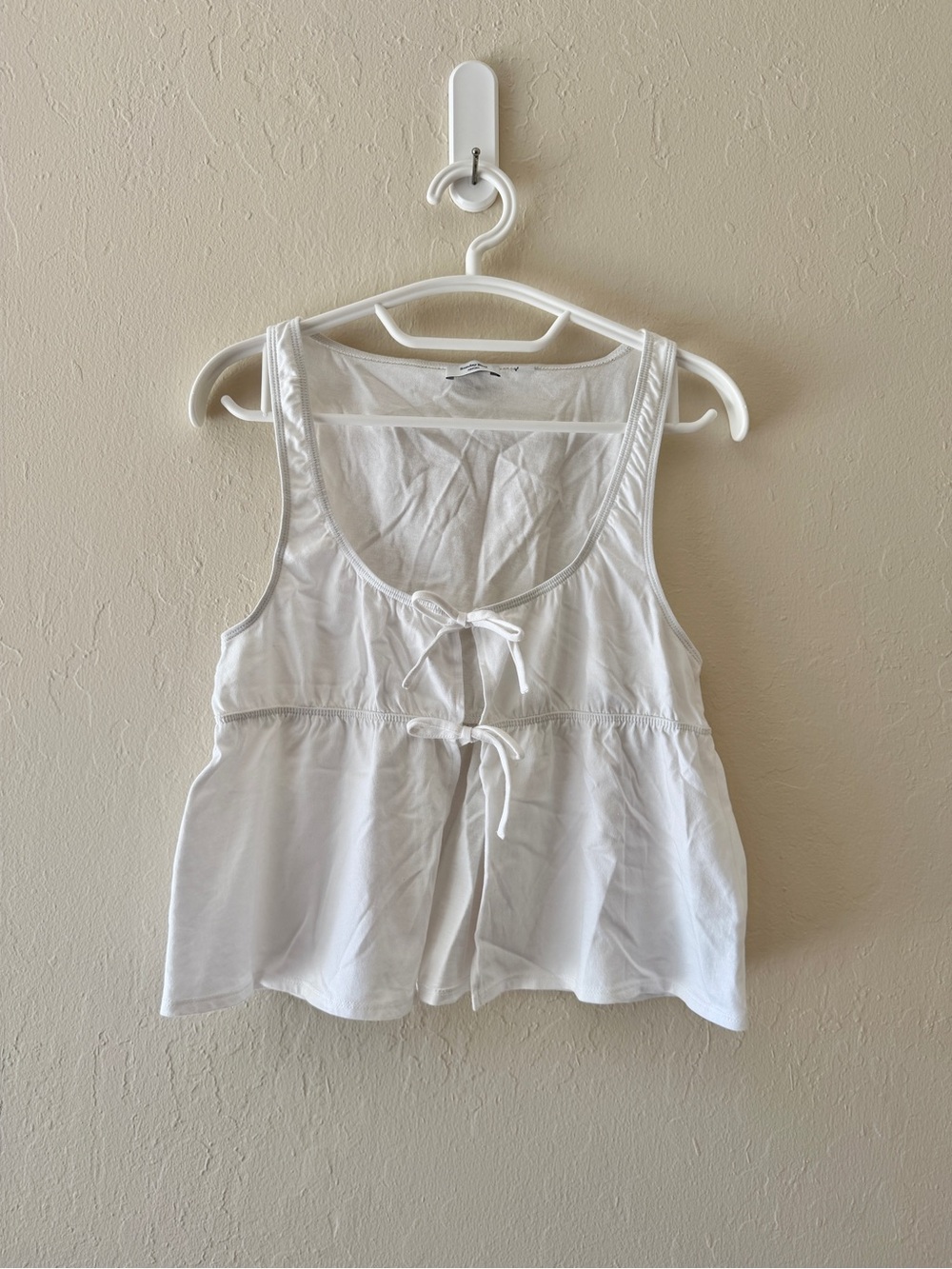 Aritzia Sunday Best White Tie-Front Tank Top
